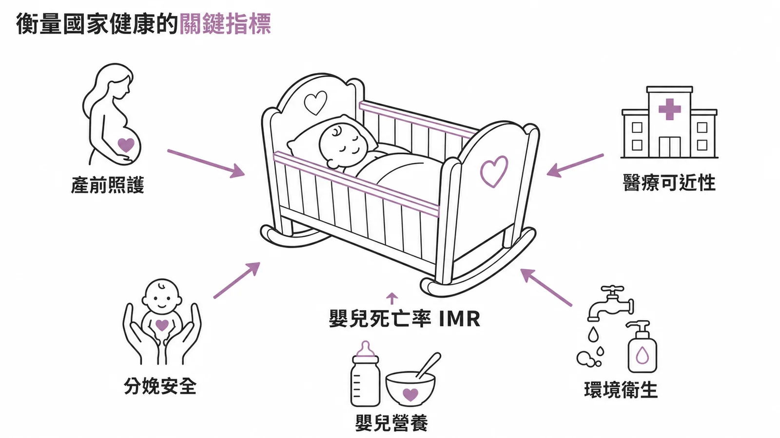嬰兒死亡率IMR作為國家健康綜合指標的五大面向