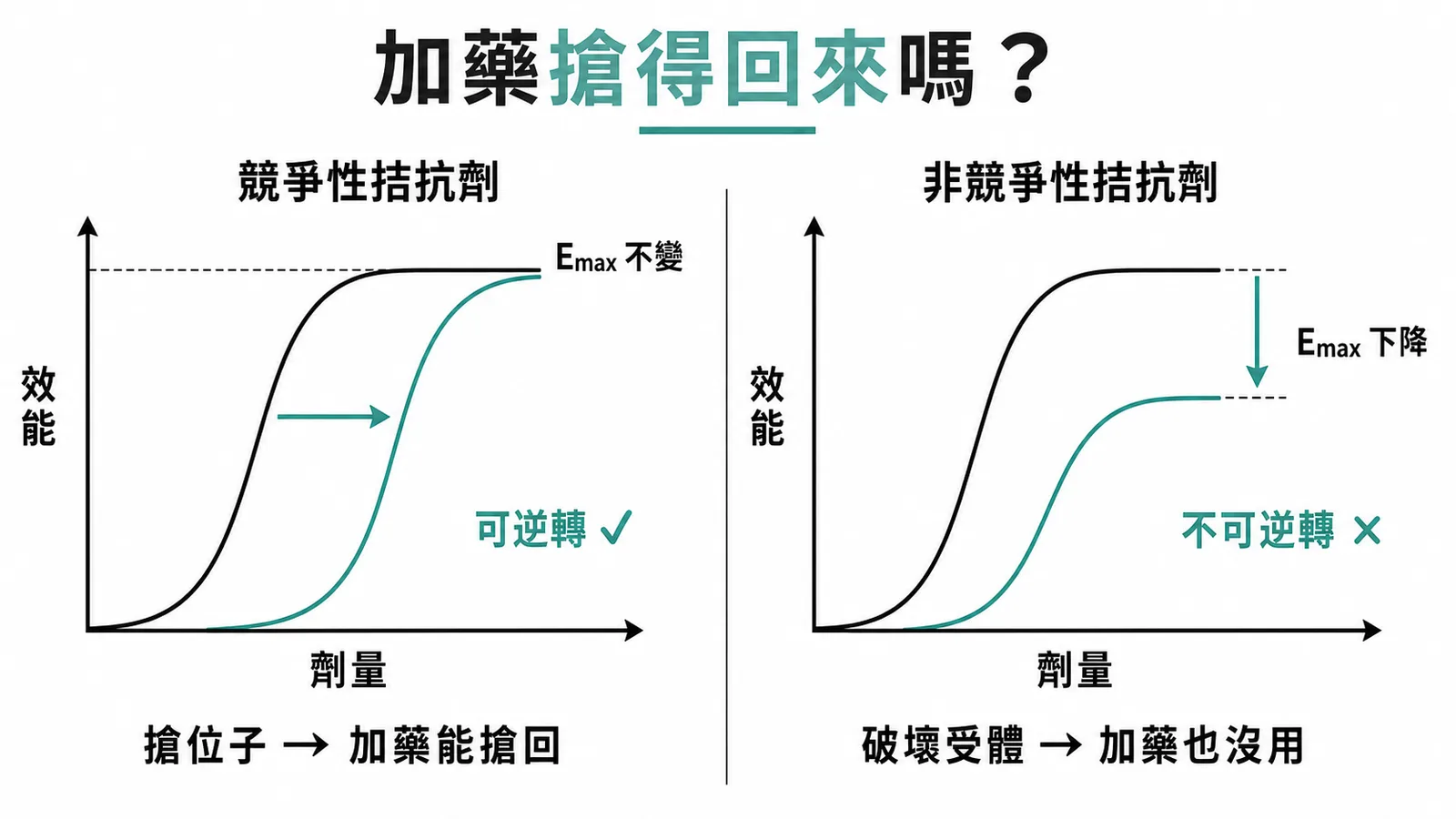 競爭性vs非競爭性拮抗劑:加藥能否搶回Emax