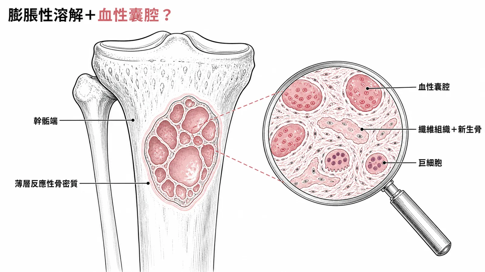 動脈瘤樣骨性囊腫——膨脹性溶解病變內含血性囊腔與巨細胞