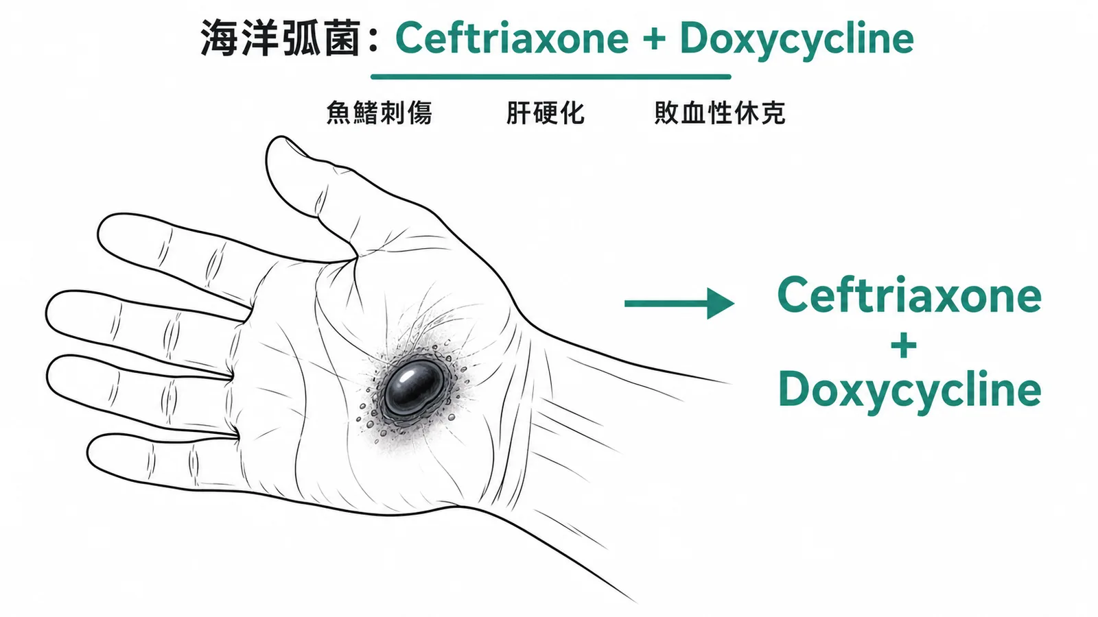 海洋弧菌感染治療首選Ceftriaxone加Doxycycline