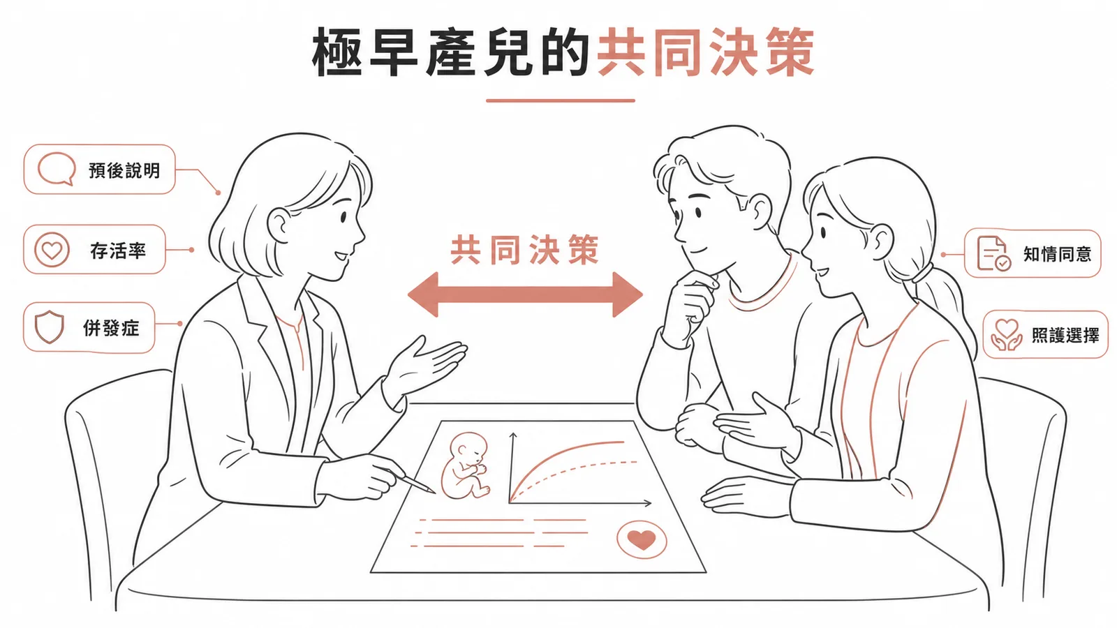極早產兒共同決策：醫療團隊提供預後資訊，與父母知情同意後共同制定照護計畫