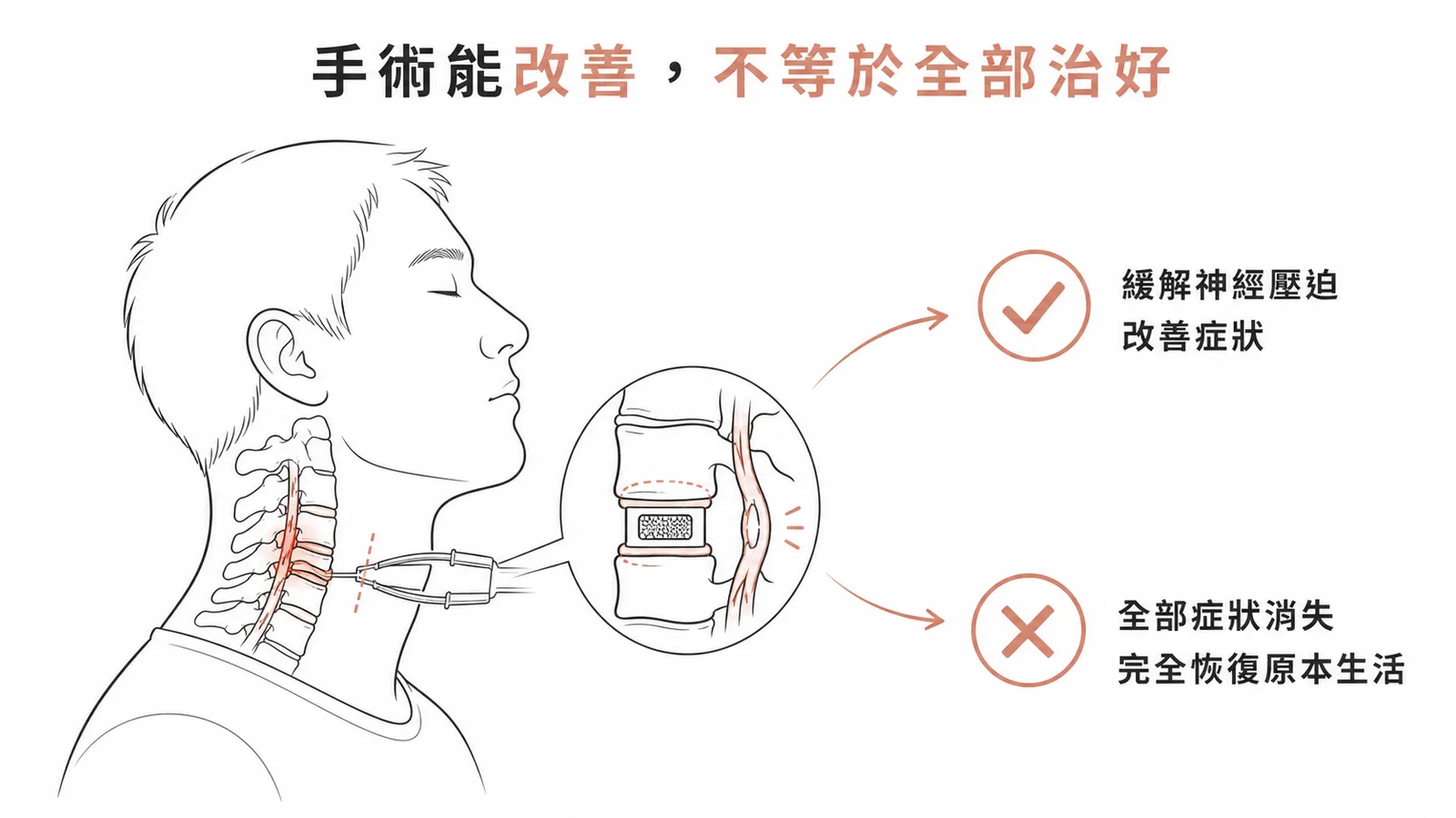 頸椎手術能緩解壓迫改善症狀,但不保證全部治好