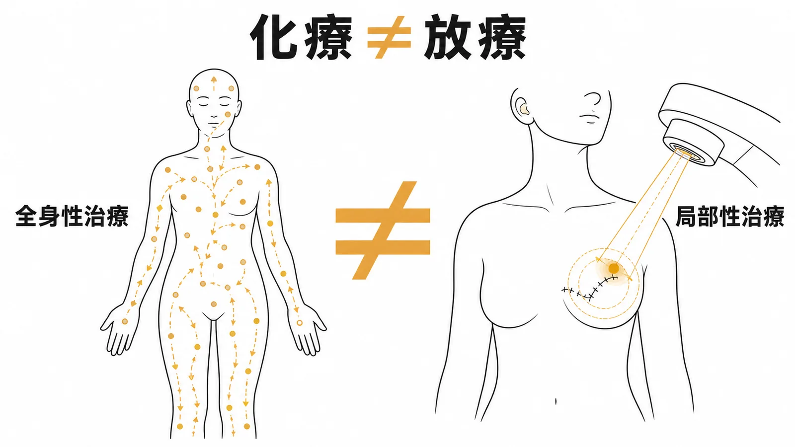 化療是全身性治療、放療是局部性治療，兩者不能互相取代