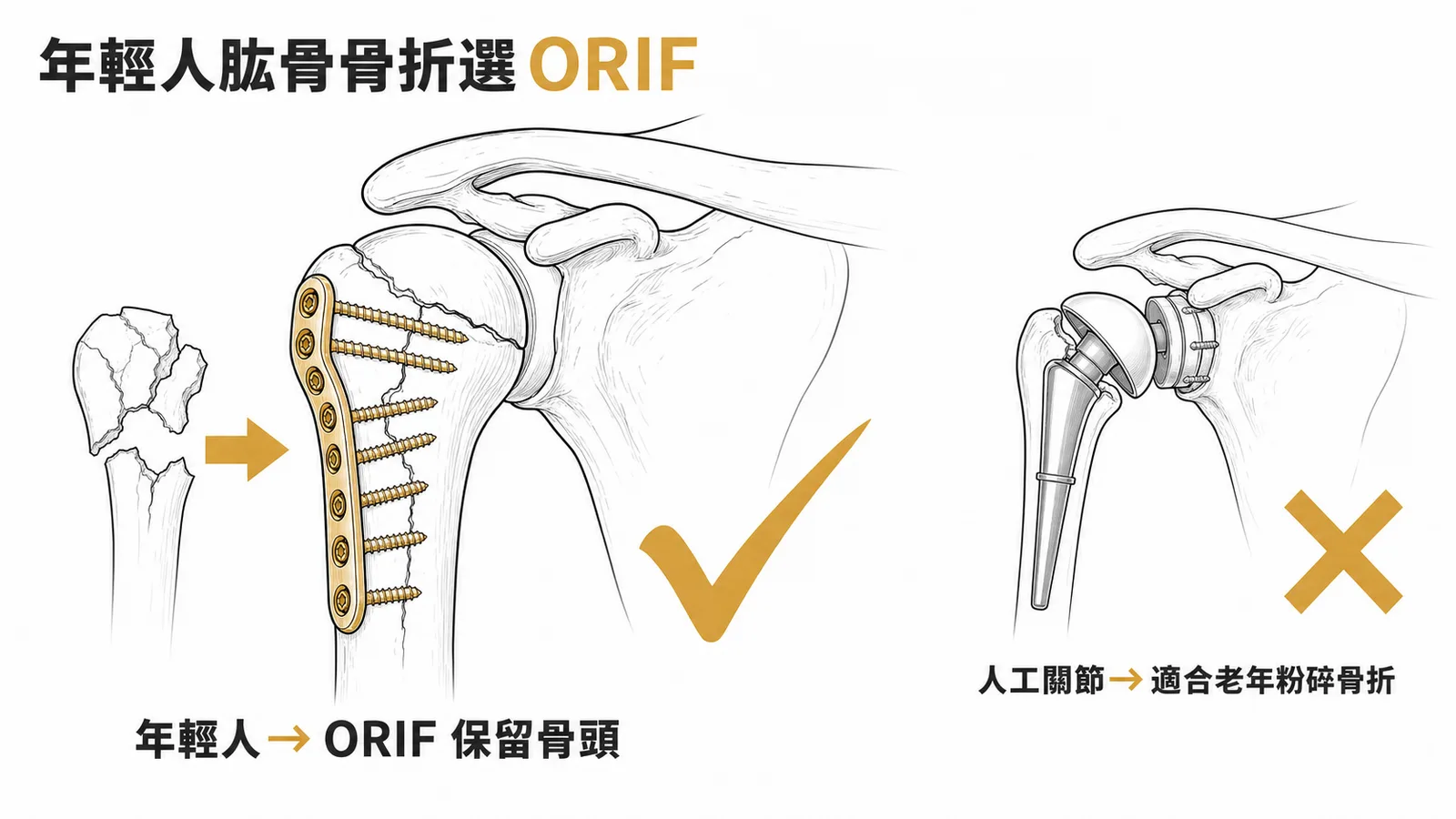 年輕人肱骨近端移位骨折應選擇ORIF保留骨頭