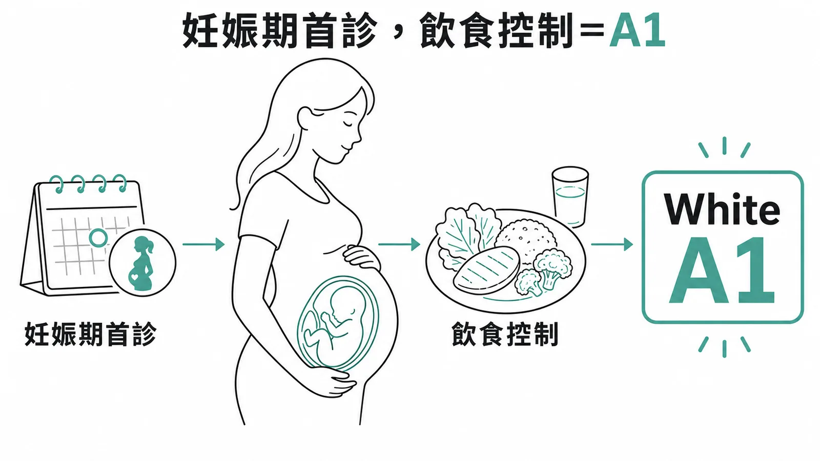 White A1分類:妊娠期首診飲食控制示意圖