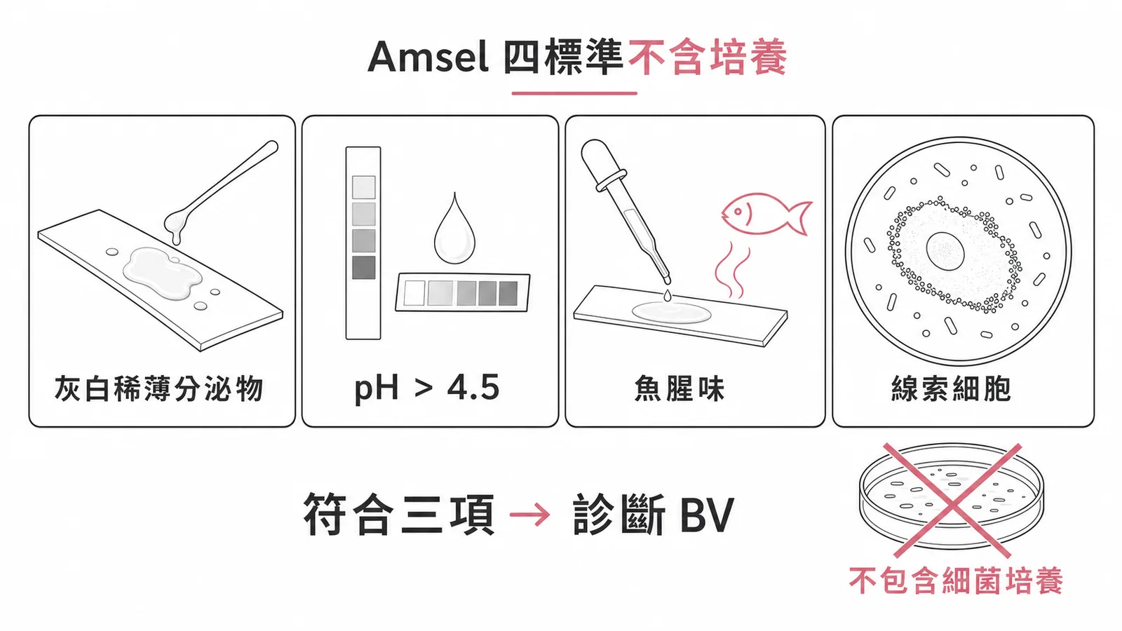 Amsel 四標準診斷 BV 不含細菌培養
