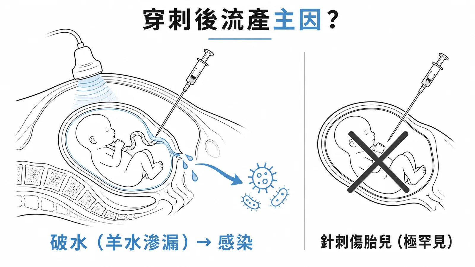 羊膜穿刺後流產主因是破水與感染而非針刺傷胎兒
