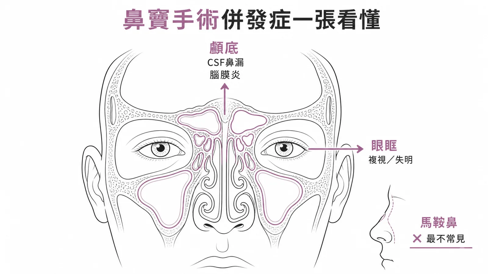 內視鏡鼻竇手術併發症：馬鞍鼻最不常見